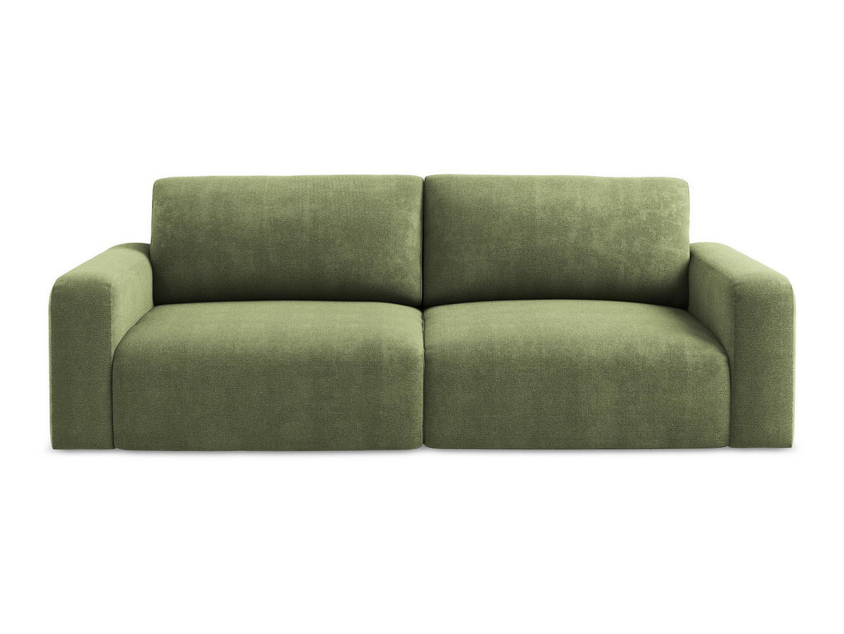 3-SITZER SOFA mit Schlaffunktion Chenille Stoff Grün - Schwarz/Grau, Kunststoff/Textil (244/79/102cm) - Makamii