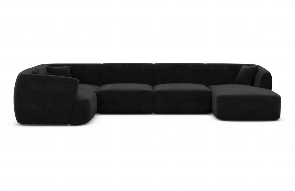 WOHNLANDSCHAFT Azura Schwarz Samtstoff - Schwarz, Kunststoff (325/78/177cm)