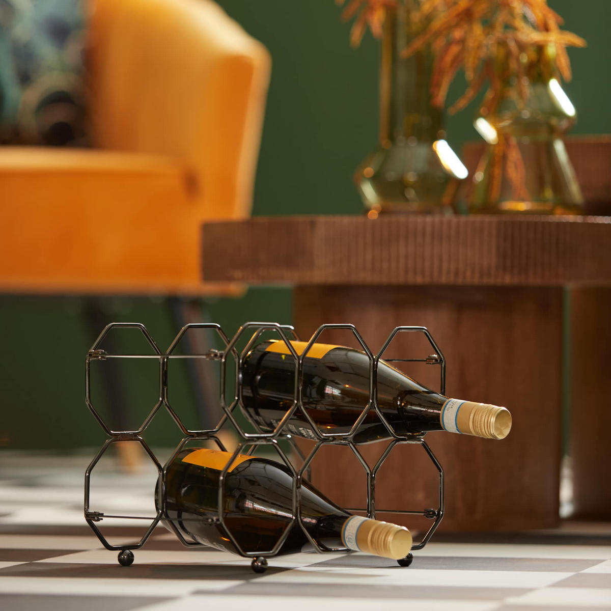 WEINREGAL Honeycomb Grau 16.5/31/22 cm - Grau, Metall (31/22/16.5cm) - Present Time