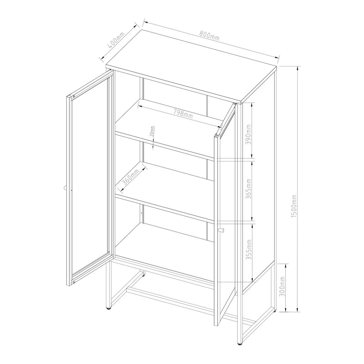 BÜROSCHRANK Sund - Grau, Metall (80/150/40cm) - [en.casa]