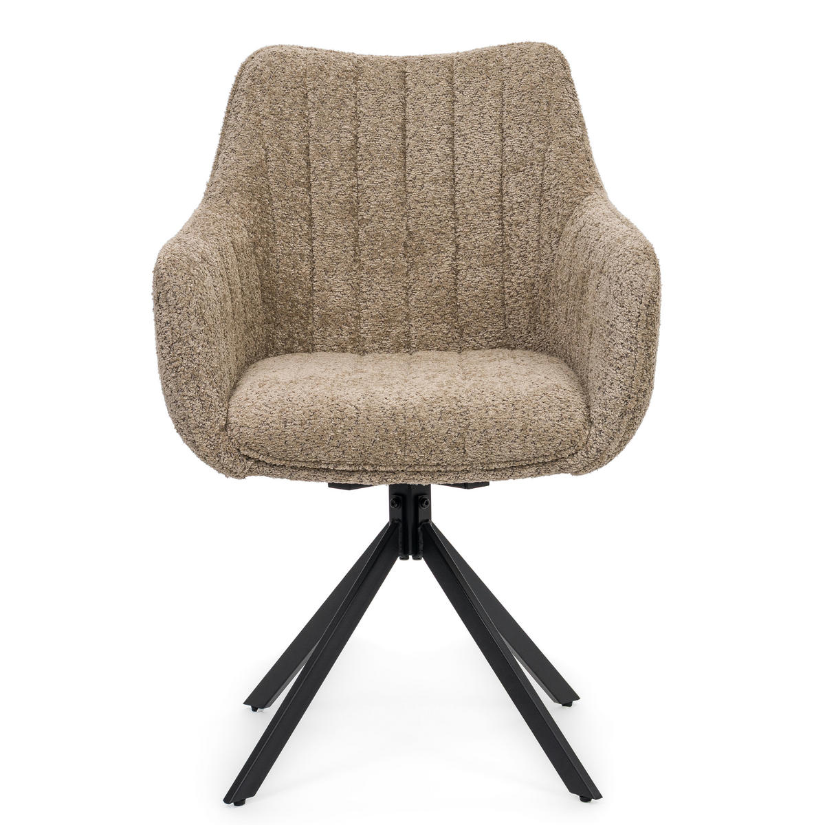STUHL PIANO drehbar gepolsterter mit Steppung - beige - Boucle - Beige/Schwarz, Textil/Metall (59/88/61cm) - NEW HOME
