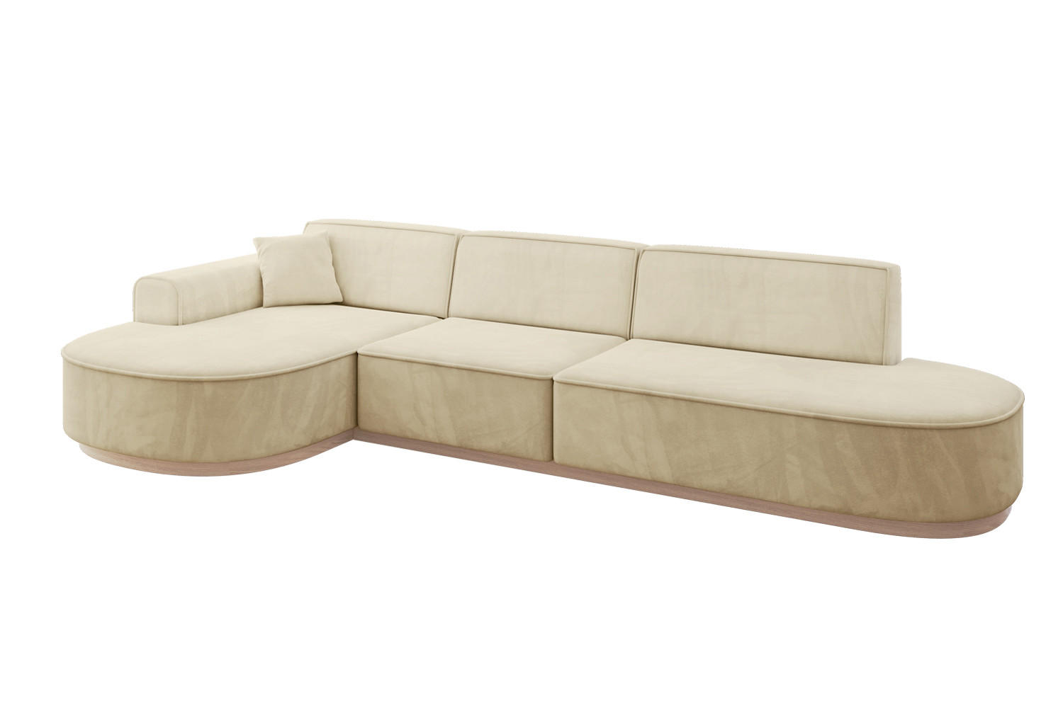 ECKSOFA Ottomane Links MARI-L2-v1 - 328x171x83 cm Beige Velours - Beige, Holzwerkstoff/Textil (328/171cm) - ALTDECOR