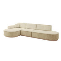 ECKSOFA Ottomane Links MARI-L2-v1 - 328x171x83 cm Beige Velours - Beige, Holzwerkstoff/Textil (328/171cm) - ALTDECOR