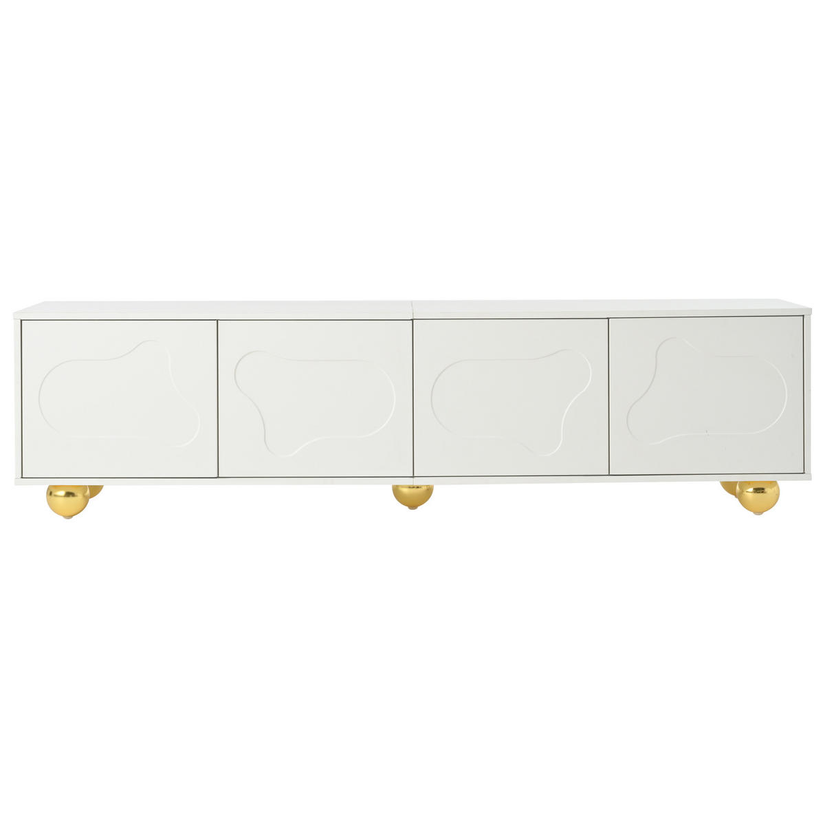TV-LOWBOARD aus Spanplatte 180x40x45 cm Warmweiß mit 4 Türen und Wolkenmotiv - Weiß, Holzwerkstoff (180/45/40cm) - IVMEU