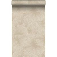 TAPETE 3D Muster Blätter 53 cm x 10.05 m - Beige, Papier (53/1000cm) - Origin Wallcoverings