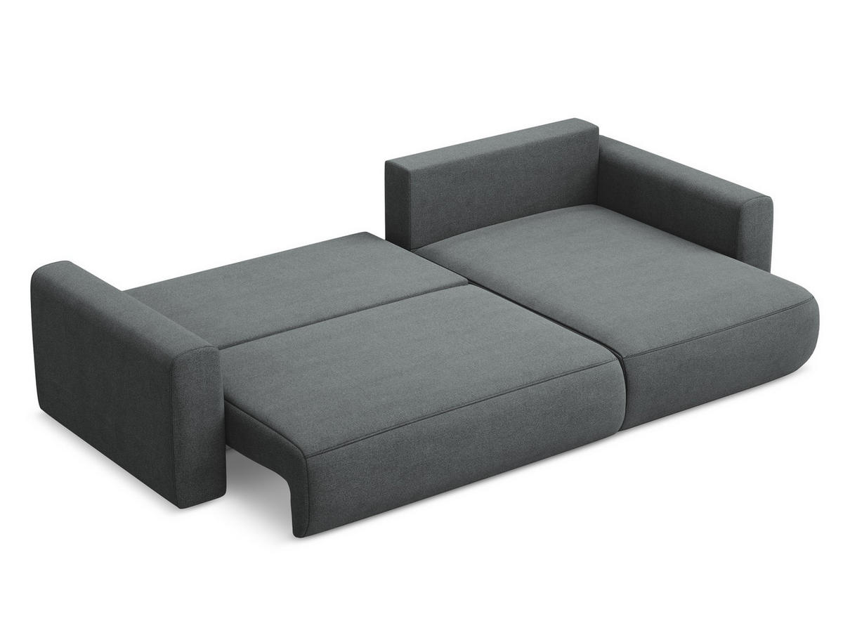 ECKSOFA mit Schlaffunktion Strukturstoff Stoff Grau - Schwarz/Grau, Kunststoff/Textil (278/149cm) - Makamii