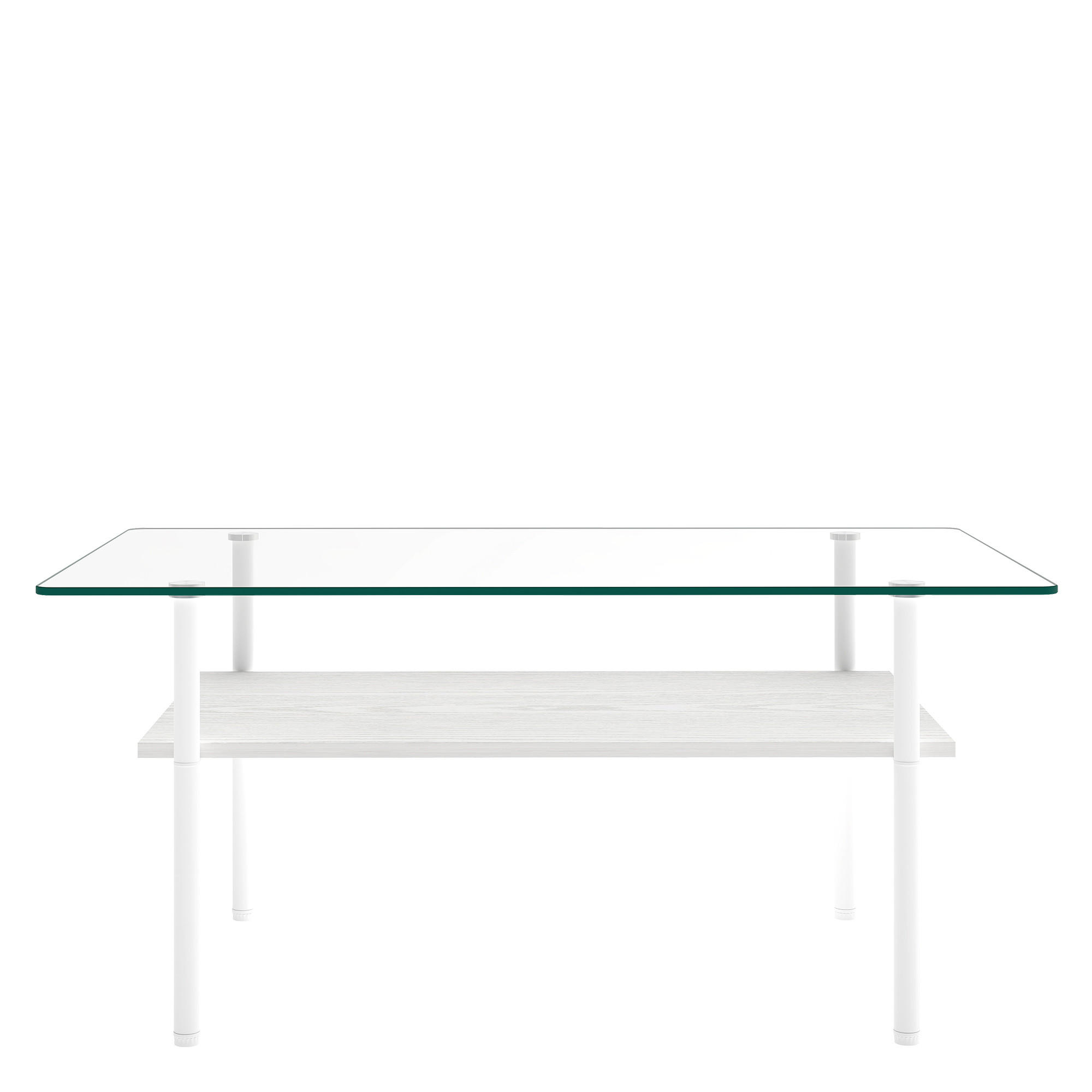 COUCHTISCH rechteckig Weiß/Holzoptik aus Glas/MDF/Metall 98/58/45 cm - Transparent/Weiß, Glas/Holzwerkstoff (98/58/45cm)