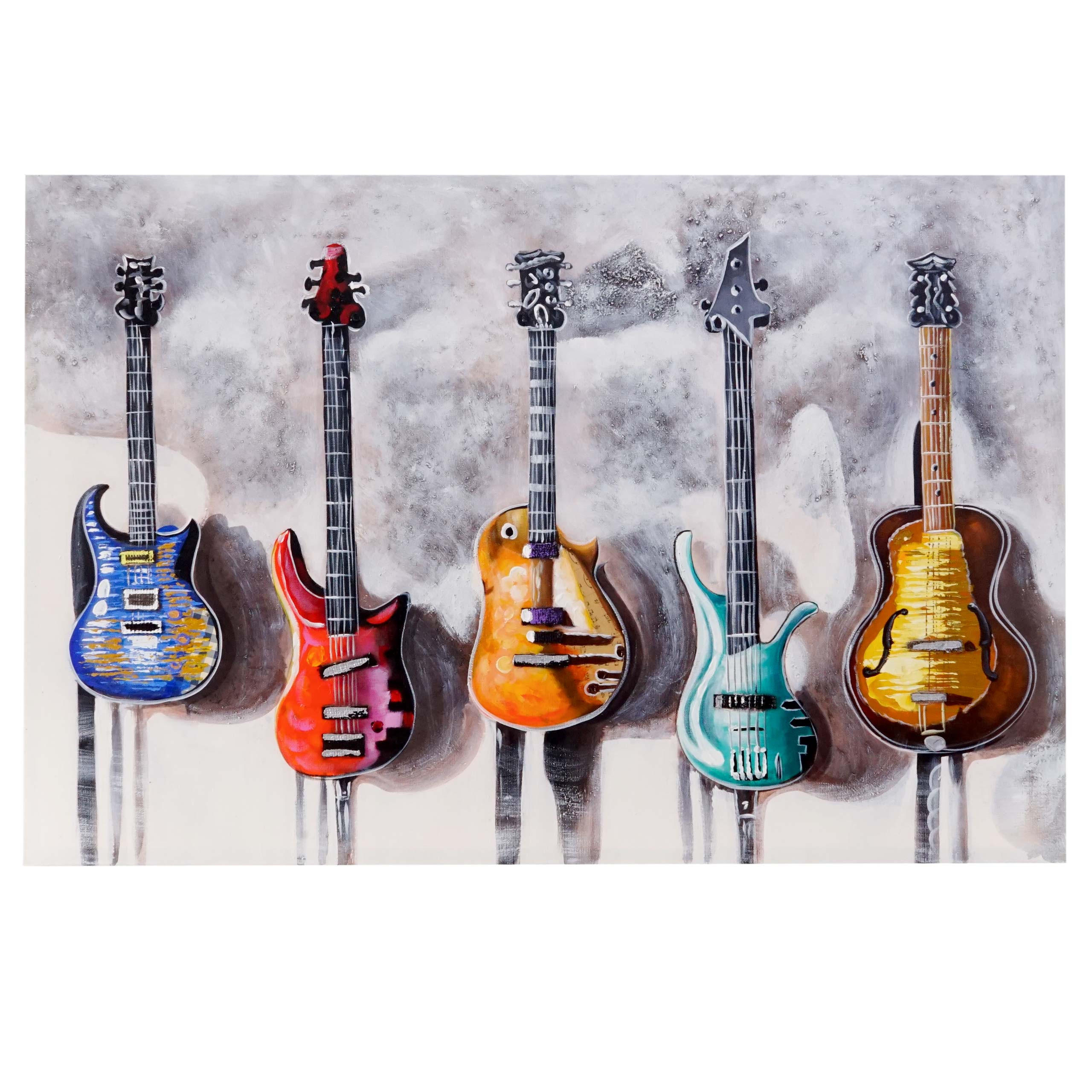 ÖLGEMÄLDE GITARREN HANDGEMALT Mehrfarbig - Multicolor, Textil (120/80cm) - MCW
