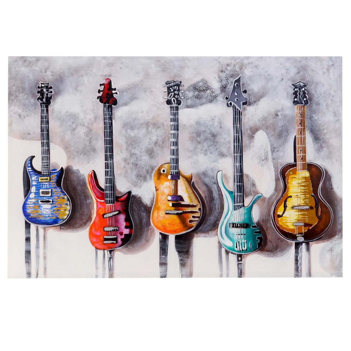 ÖLGEMÄLDE GITARREN HANDGEMALT Mehrfarbig - Multicolor, Textil (120/80cm) - MCW