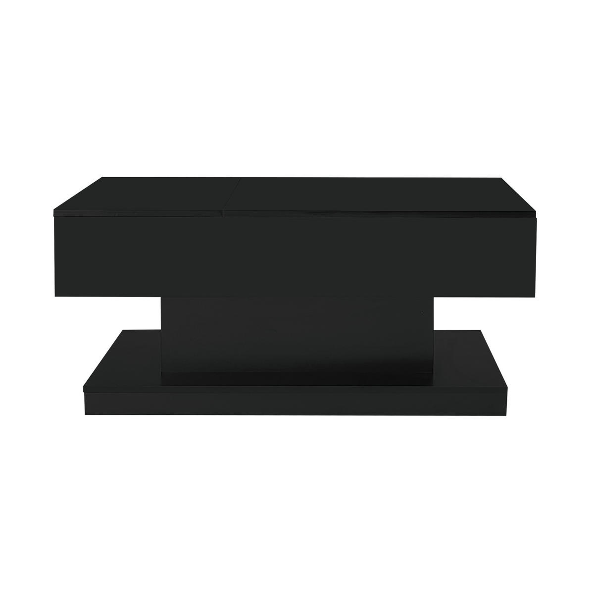 COUCHTISCH mit Liftfunktion 100x50x45 cm Hochglanz Schwarz mit LED - Schwarz, Holzwerkstoff (100/50/45cm) - Meubliv