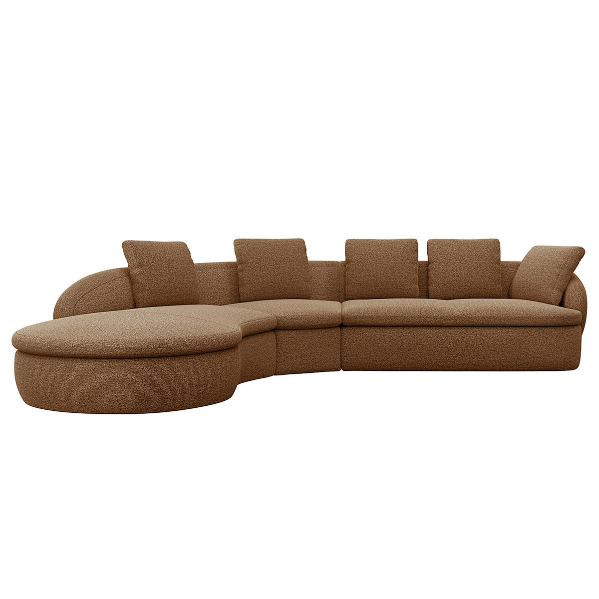 ECKSOFA mit Rundecke - Beige/Schwarz, Kunststoff/Textil (340/225cm) - home24