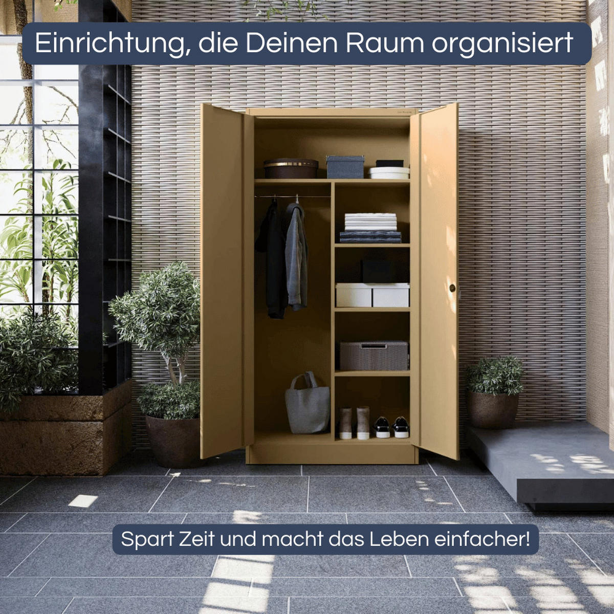 MEHRZWECKSCHRANK Metall abschließbar REKL 185x90x45cm Beige - Beige, Metall (90/185/45cm) - DELUKE
