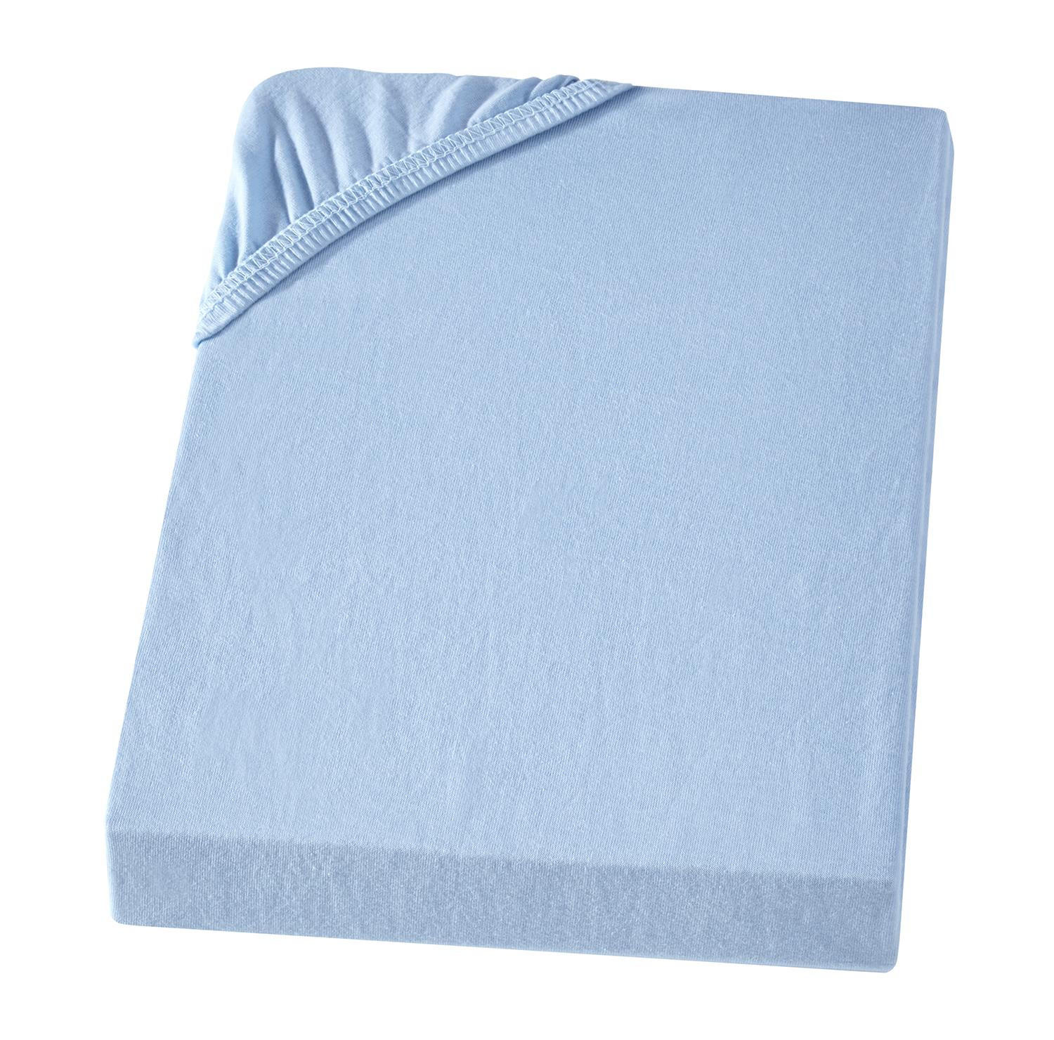 SPANNBETTLAKEN-BOXSPRINGBETT 90x200 - 100x200 Jersey Spannbetttuch 100% Baumwolle, Bettlaken Uni Hellblau - Hellblau, Textil (100/200cm) - Carpe Sonno