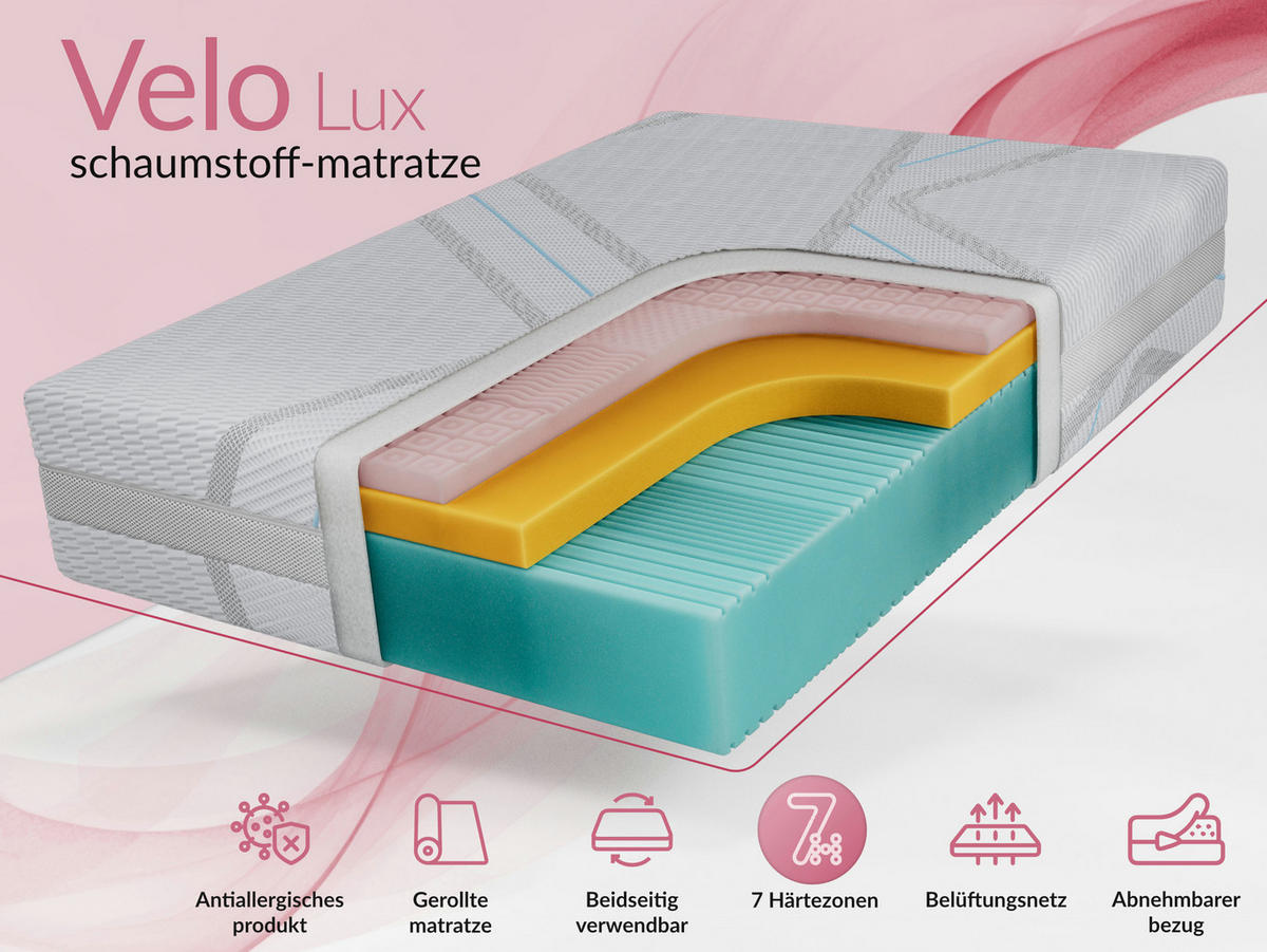 VISCOMATRATZE VELO - 120/200 - H2 - Lux - Multicolor, Textil (120/200cm) - MKS