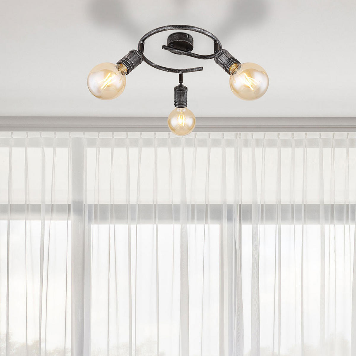 DECKENLEUCHTE Metall Silber mit beweglichen Spots - Silberfarben, Metall (25/25/11cm) - Globo Lighting