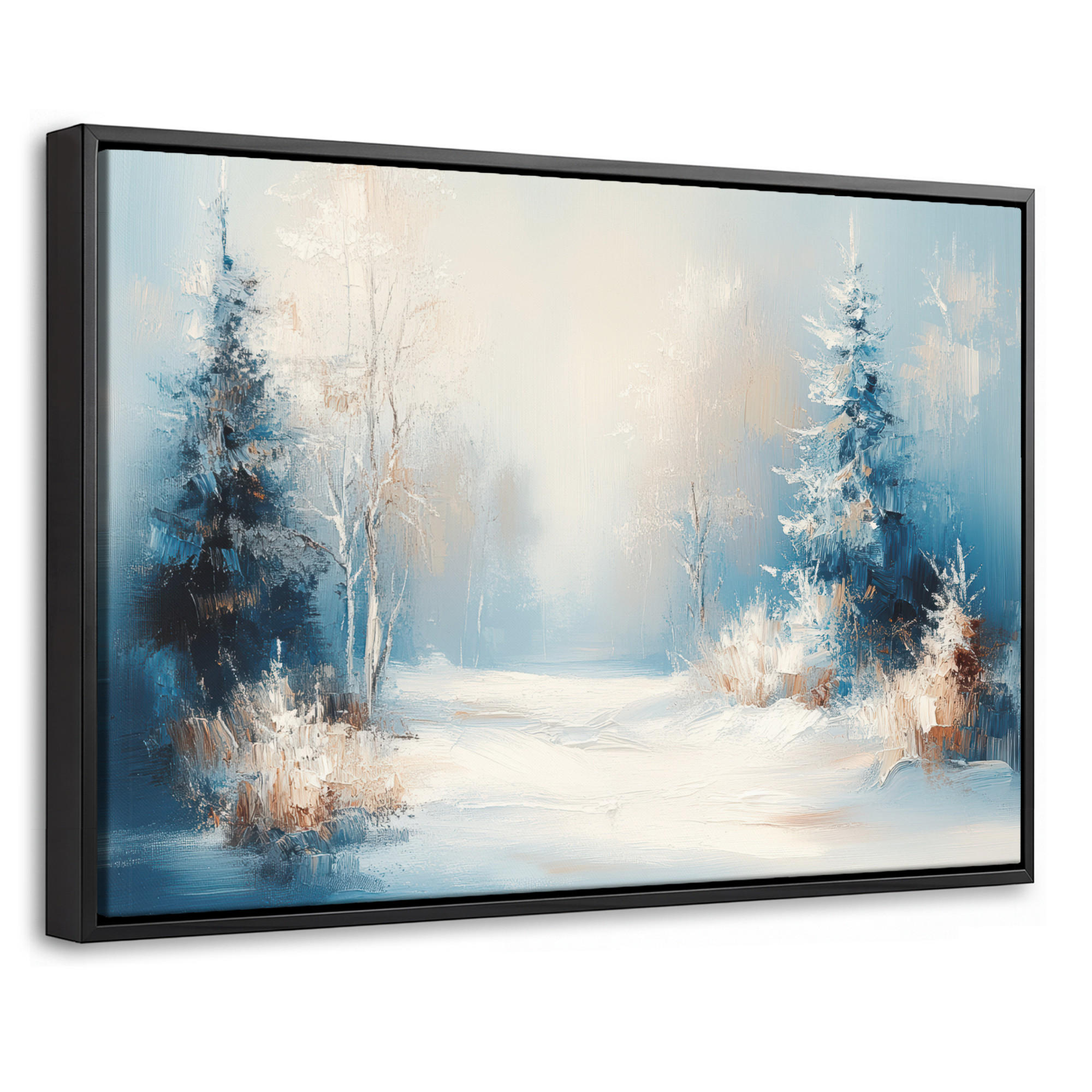LEINWAND Bilder mit Rahmen - Wald – Winter – Natur – Abstrakt – Schnee - 30x20 - Weiß, Textil (30/20cm) - MuchoWow