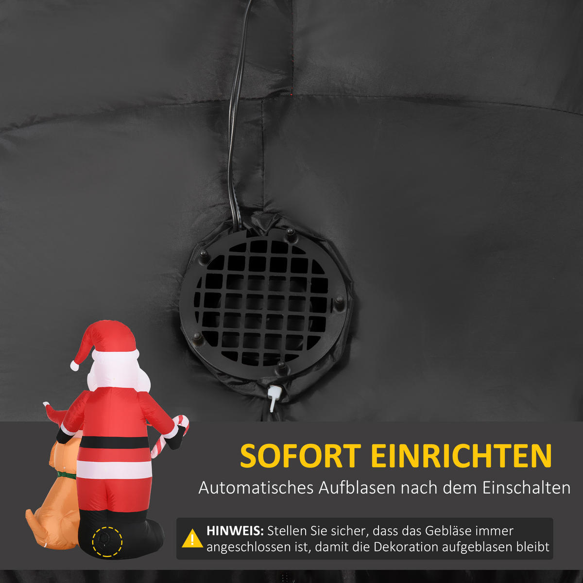 157 cm Aufblasbarer Weihnachtsmann mit Hund Weihnachtsdeko mit LED Wasserdicht - Rot, Kunststoff (80/157/117cm) - Outsunny