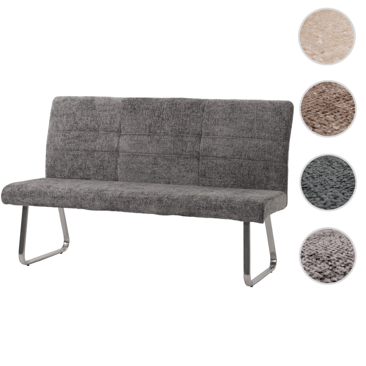 SITZBANK Grau - Grau, Textil (160/100/65cm) - MCW
