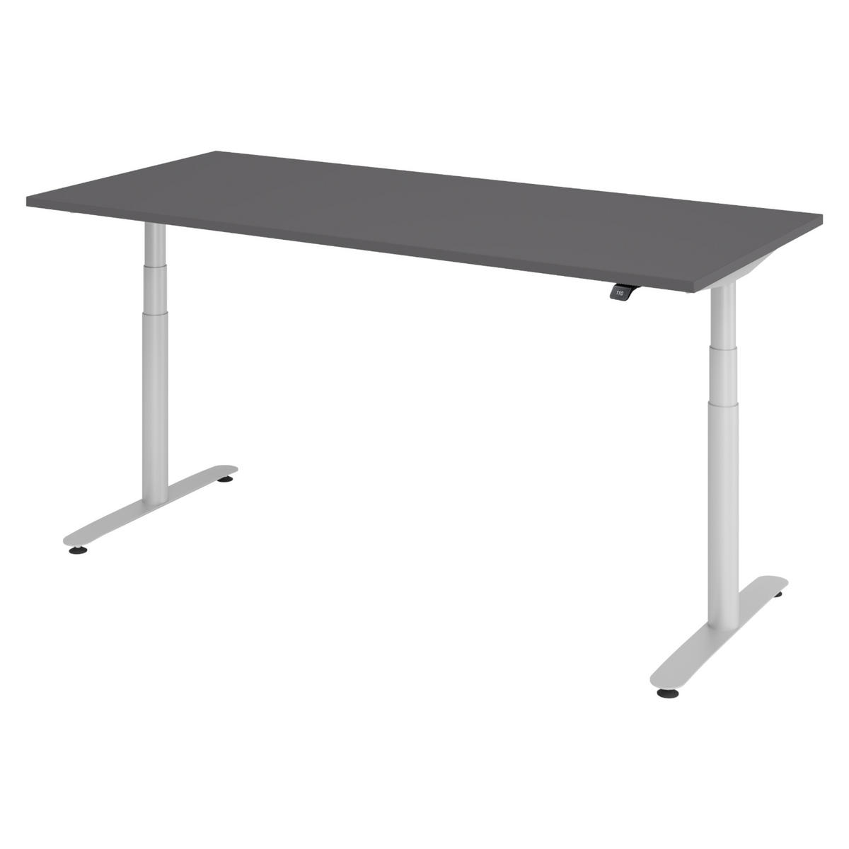 SCHREIBTISCH elektrisch Bluetooth & App XDLR 180/80/72 cm in Graphitfarben/Silberfarben - Silberfarben/Graphitfarben, Holzwerkstoff (180/80/72cm) - bümö