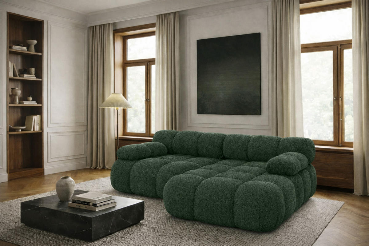 CHAISELONGUE Modular, Veloursstoff Salvador, Dunkelbraun, Rechts, Selia - Dunkelgrün/Dunkelbraun, Holz (190/160cm) - Kaiser Möbel