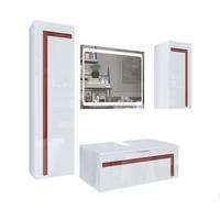 BADMÖBELSET Aloha Absetzungen in Bordeaux Hochglanz - Bordeaux, Holzwerkstoff (200/193/51cm) - Vladon