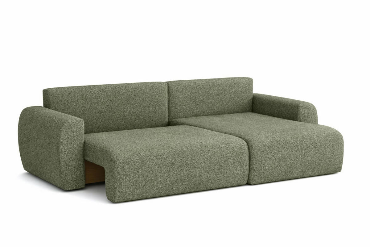 ECKSOFA Mit Schlaffunktion Ariel L, Chenille, Stoff Artico, Moss, Rechts - Hellgrün, Holz (250/142cm) - Kaiser Möbel