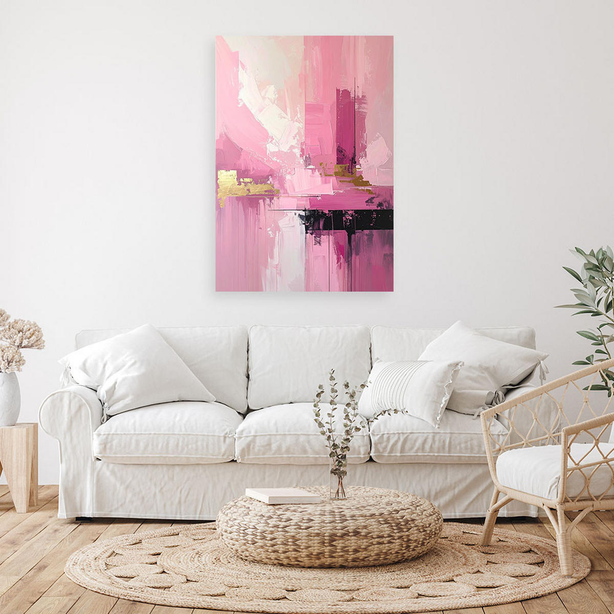 LEINWANDBILD, Rosa moderne Abstraktion - Rosa, Textil (60/90cm) - Feeby