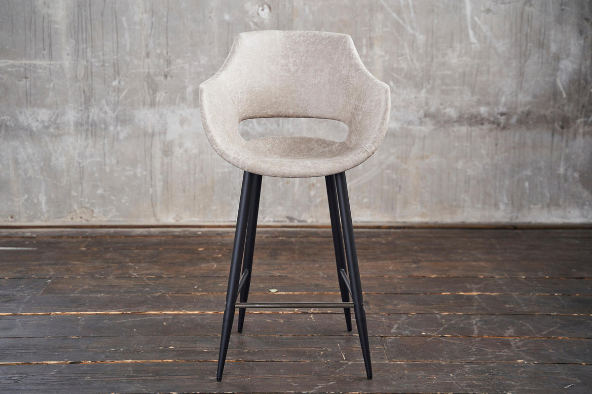 BARHOCKER ZAJA Weiß Microfaser - Weiß, Textil (57/114/59cm) - KAWOLA