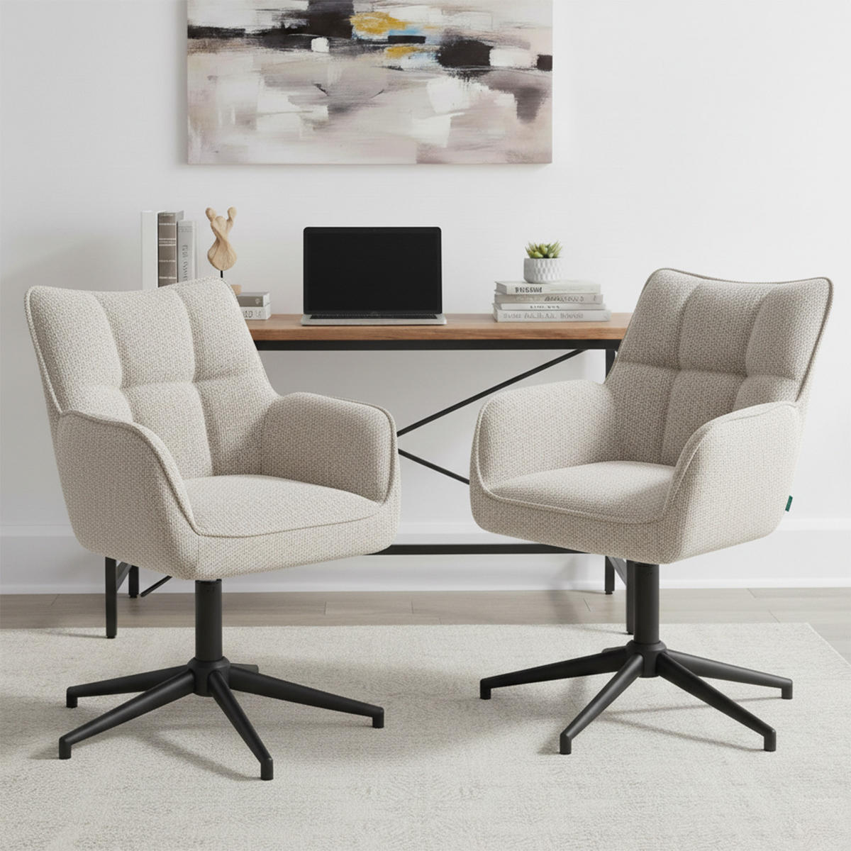 BÜROSTUHL Mika-Lea - Hellgrau/Schwarz, Textil/Metall (59/81/66cm) - DUBI Möbel