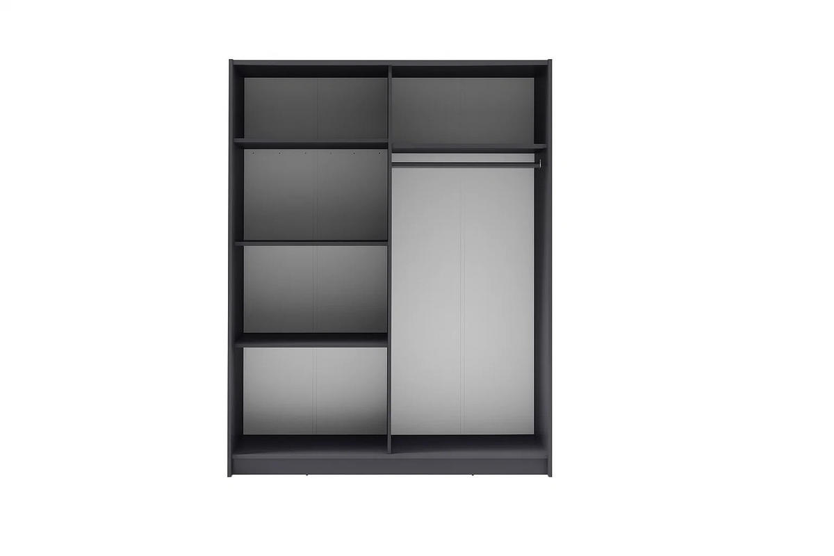 SCHIEBETÜRENSCHRANK GAVERO 10 - 150,6×198,5×62 cm ohne Spiegel Grau Graphit - Grau, Holz/Holzwerkstoff (150.6/198.5/62cm) - Milaros Markt