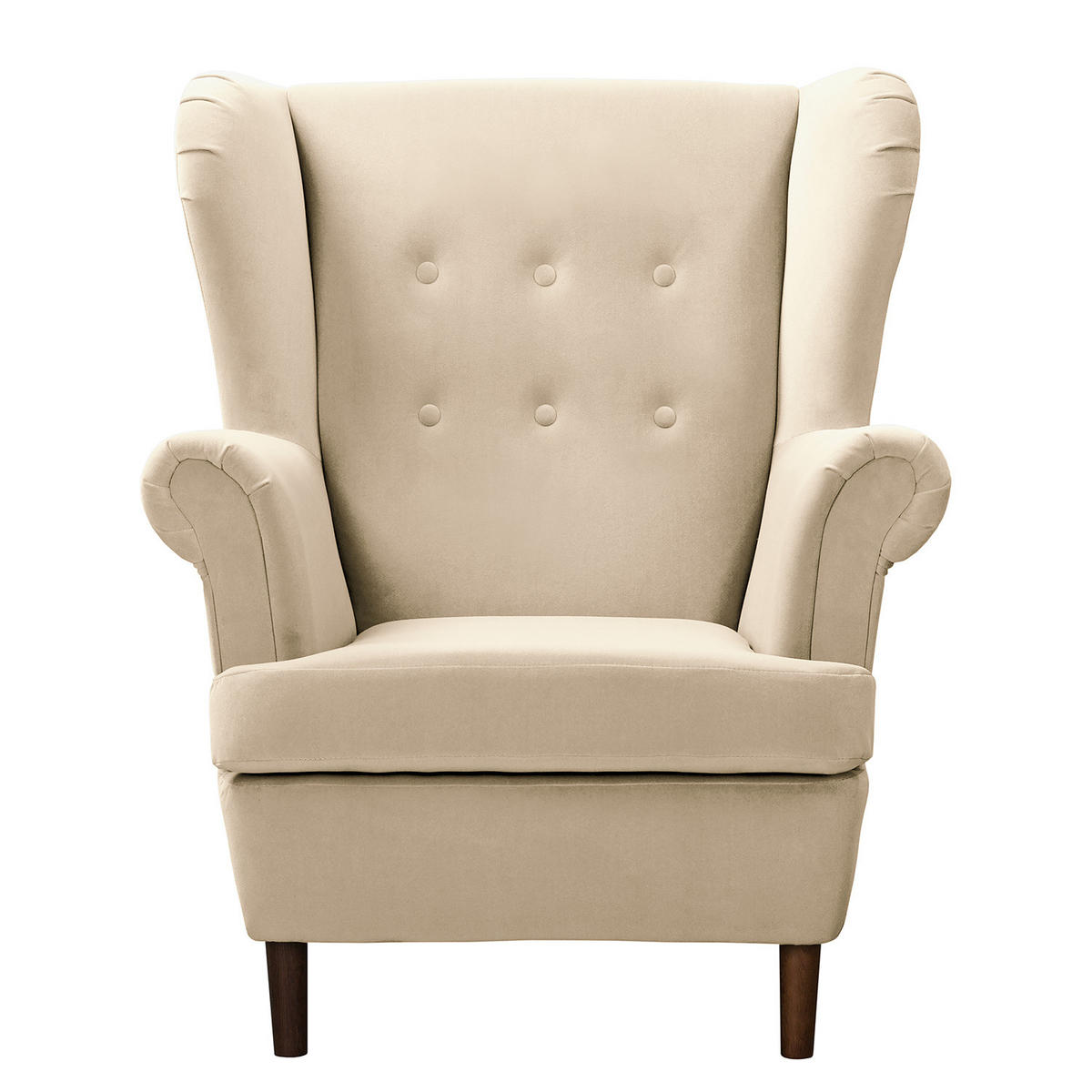 OHRENSESSEL - Dunkelbraun/Creme, Textil (85/101/89cm) - home24