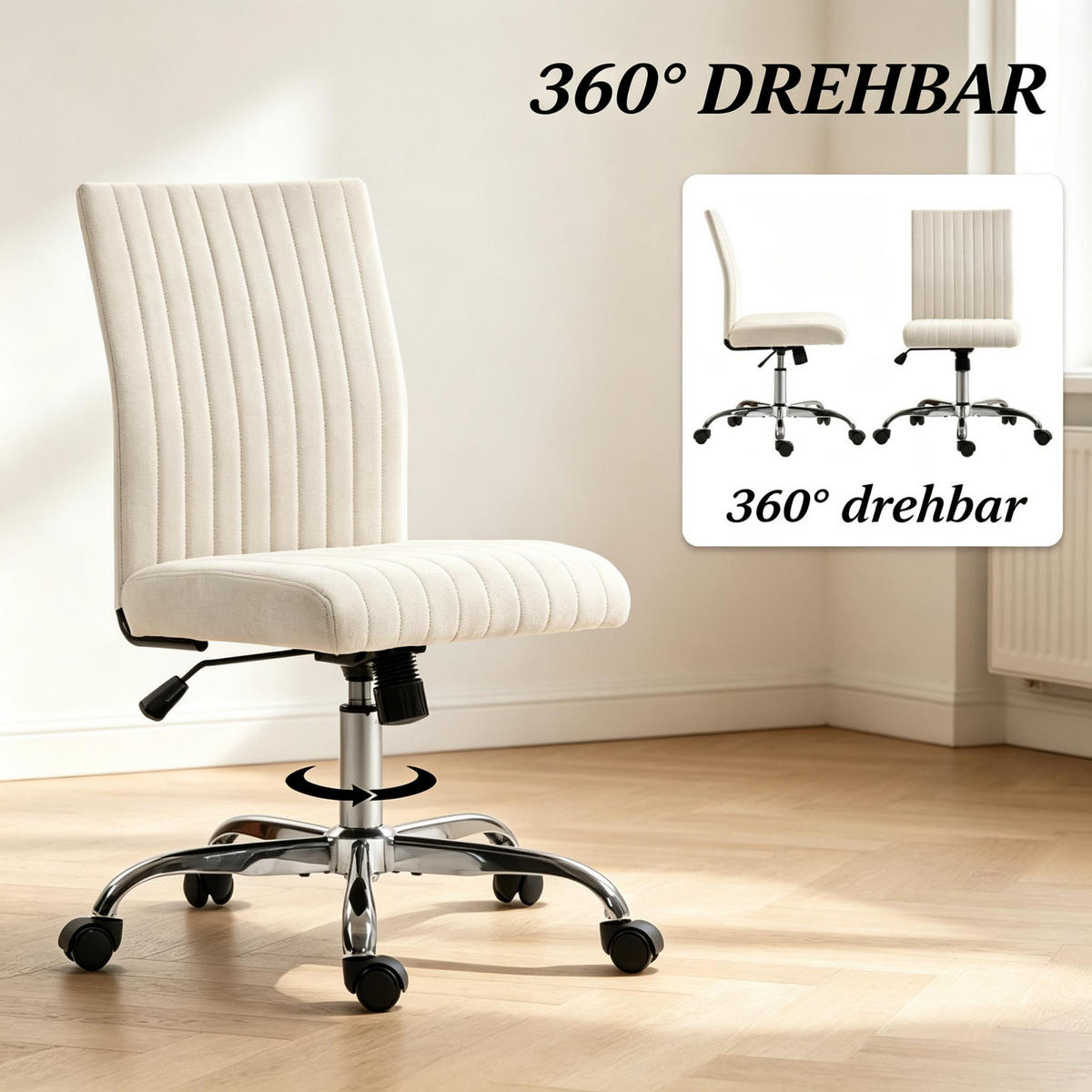 DREHSTUHL höhenverstellbar 360° drehbar 120 kg - Weiß, Textil (43/89/56cm) - Gisaae
