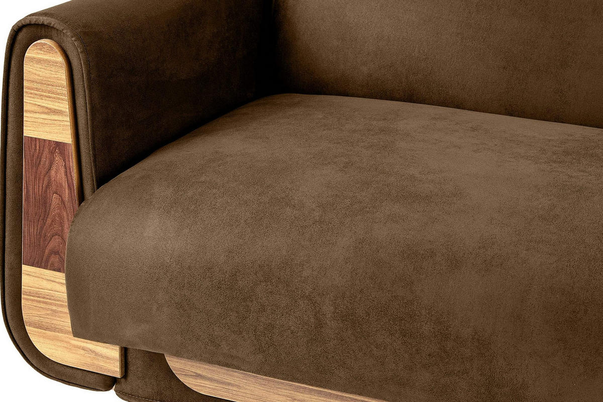 3-SITZER-SCHLAFSOFA GUSTAVO II mit Armlehnen, Hellbraun - Hellbraun, Holz/Holzwerkstoff (230/98/98cm) - KONSIMO®
