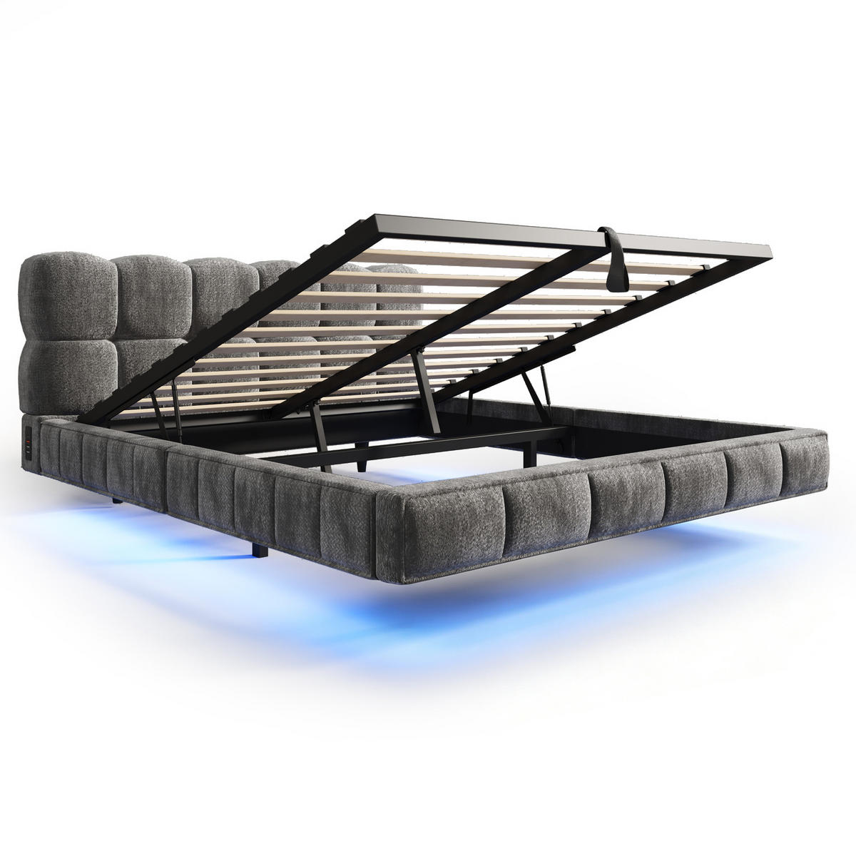 WOLKENBETT 140/190 cm Grau - Grau, Holz/Metall