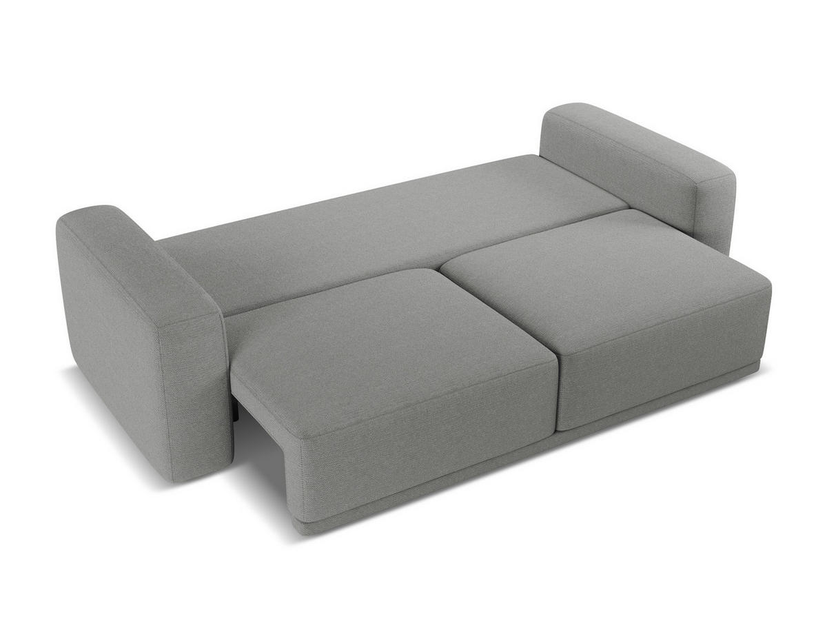 3-SITZER SOFA mit Schlaffunktion Chenille Stoff Grau - Schieferfarben/Schwarz, Kunststoff/Textil (242/91/100cm) - Makamii
