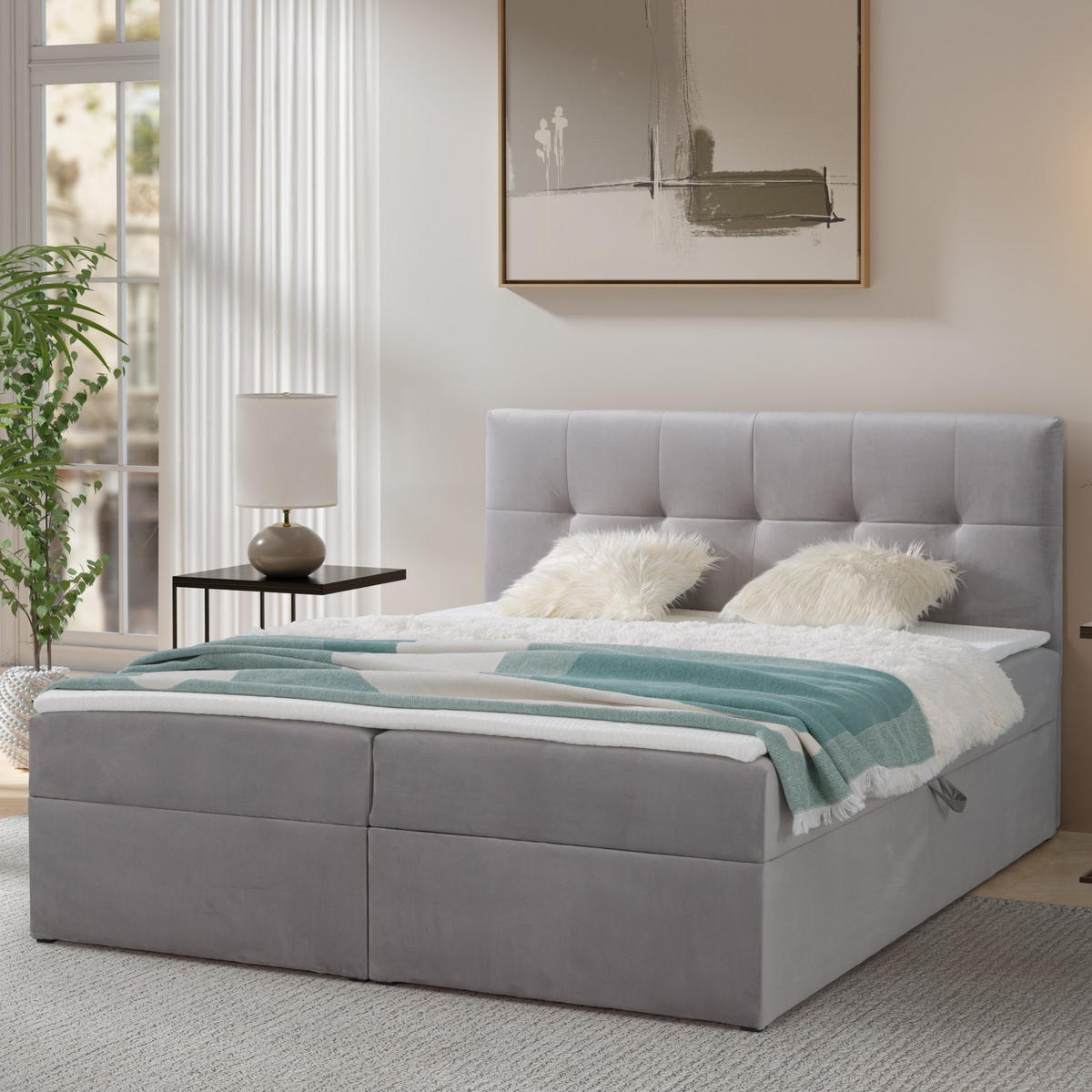 BOXBETT Toronto 160x200 Bonell-Matratze H3 und Topper - Silberfarben/Grau, Holz/Holzwerkstoff (160/200cm) - Ravio