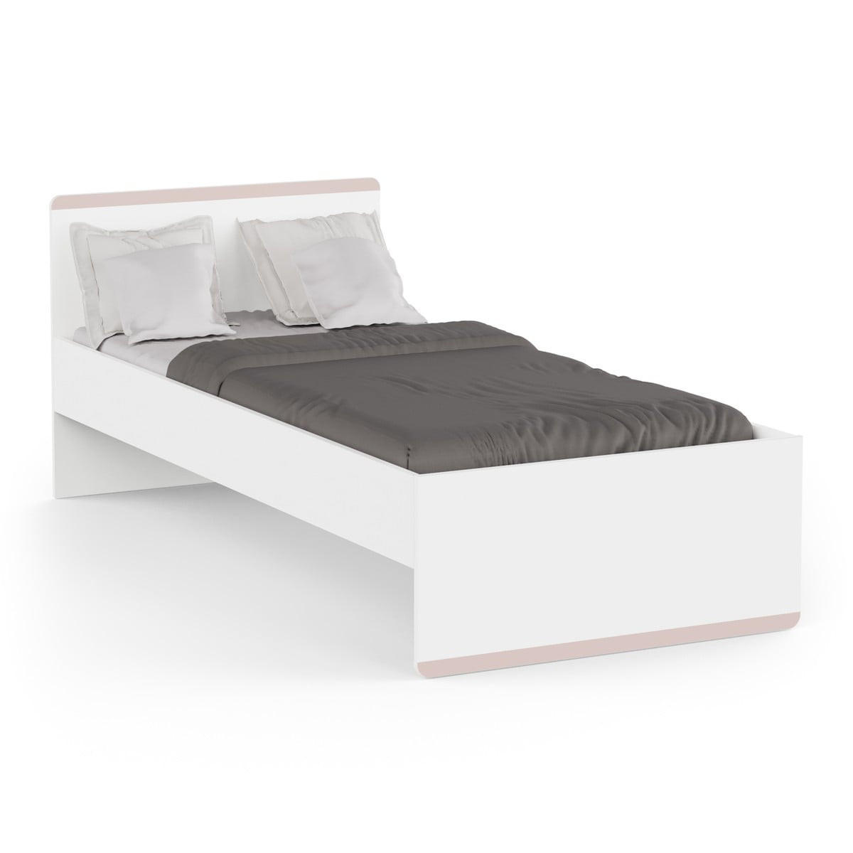 BETT in Weiß, Sturmblau und Aprikose mit einem Set von 2 Schubladen 95/202,8/80,6 cm - Weiß, Holzwerkstoff (190/90cm) - Calicosy