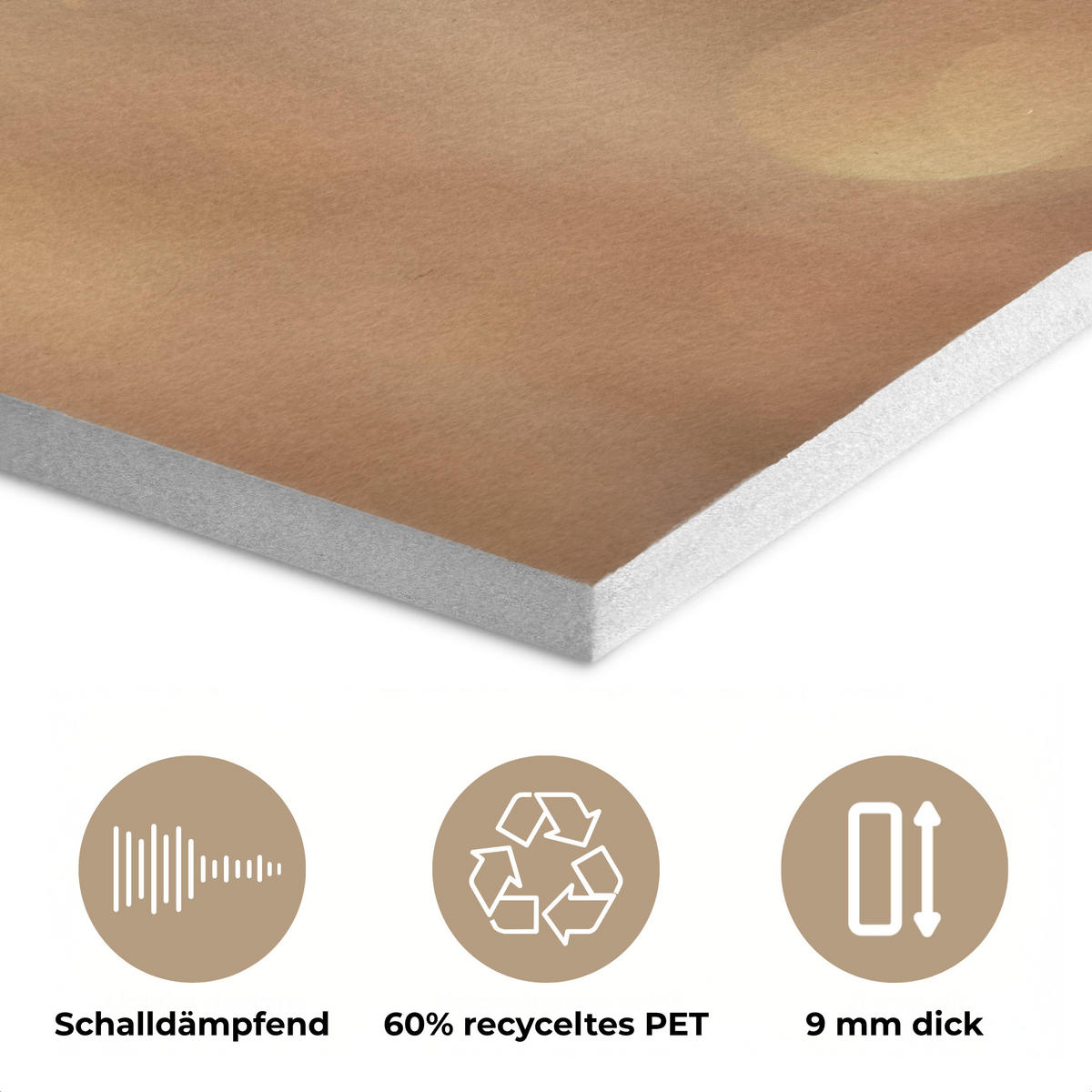 AKUSTIKPANEEL Löwenzahn - Beige - Natur - Blume 90x90 cm - Hellbraun, Textil (90/0.9/90cm) - MuchoWow