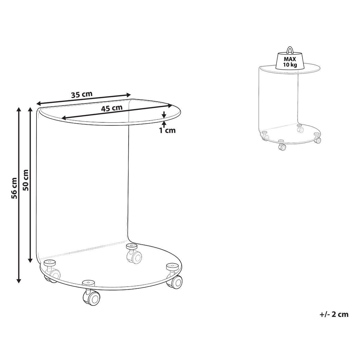 BEISTELLTISCH Transparent Minto - Transparent, Glas (35/45/56cm) - Beliani