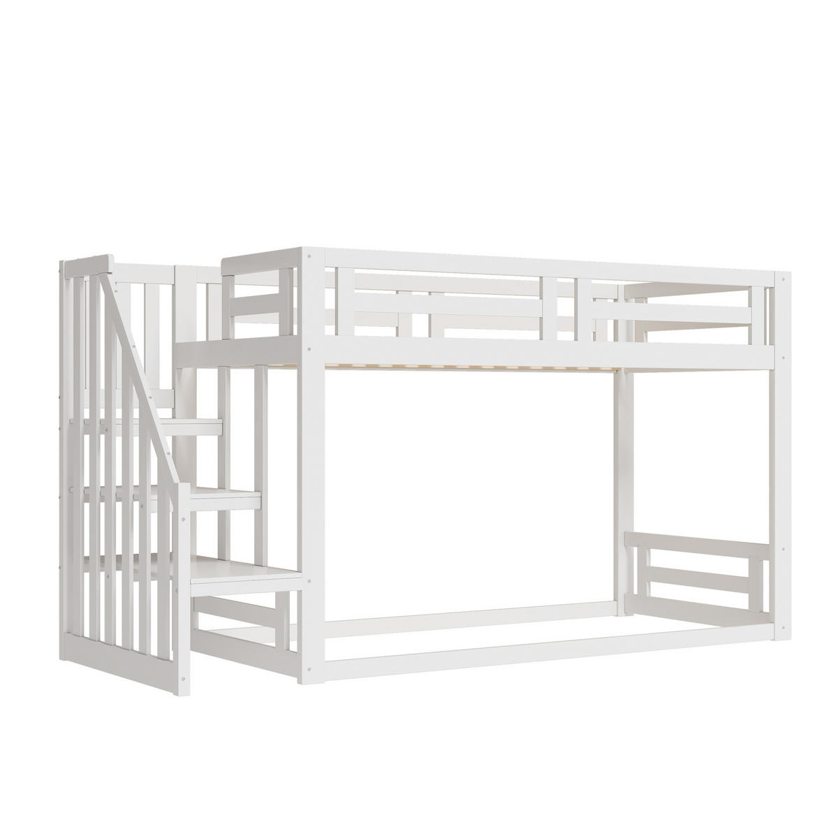 ETAGENBETT 90/200 cm weiß mit Sicherheitsleiter aus massivem Holz - Weiß, Holz (90/200cm) - OKWISH
