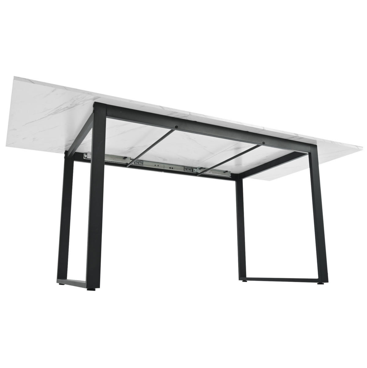AUSZIEHTISCH 140/80/75 cm in Weiß mit Marmoroptik & Metallgestell - Weiß, Holzwerkstoff (180/80/75cm) - BEAOK