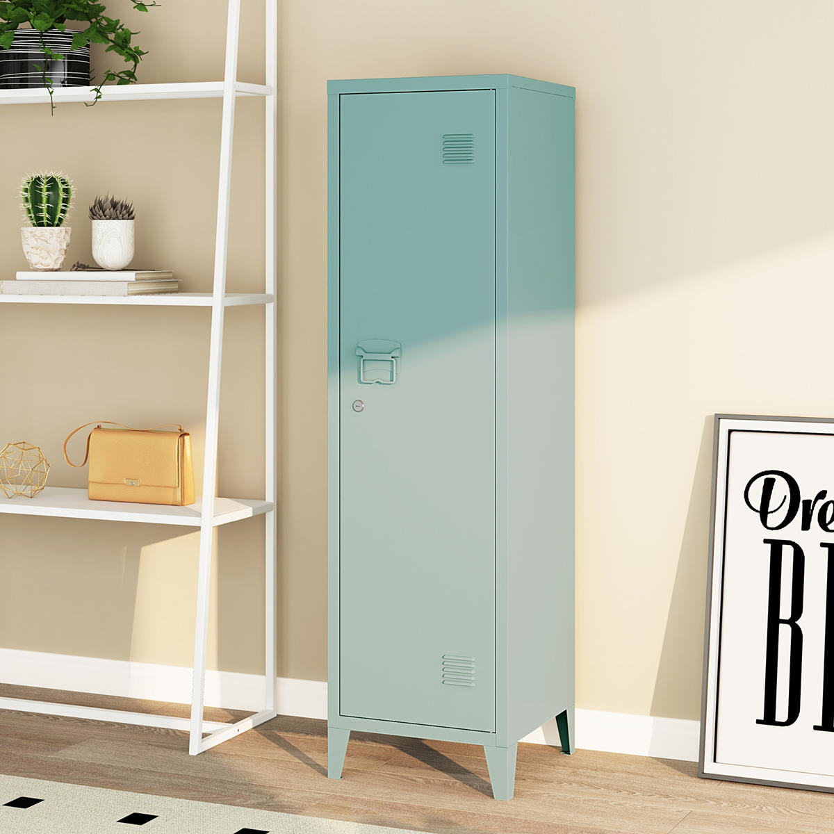 EINZELSPIND Kurikka - Blau, Metall (38/137/38cm) - [en.casa]