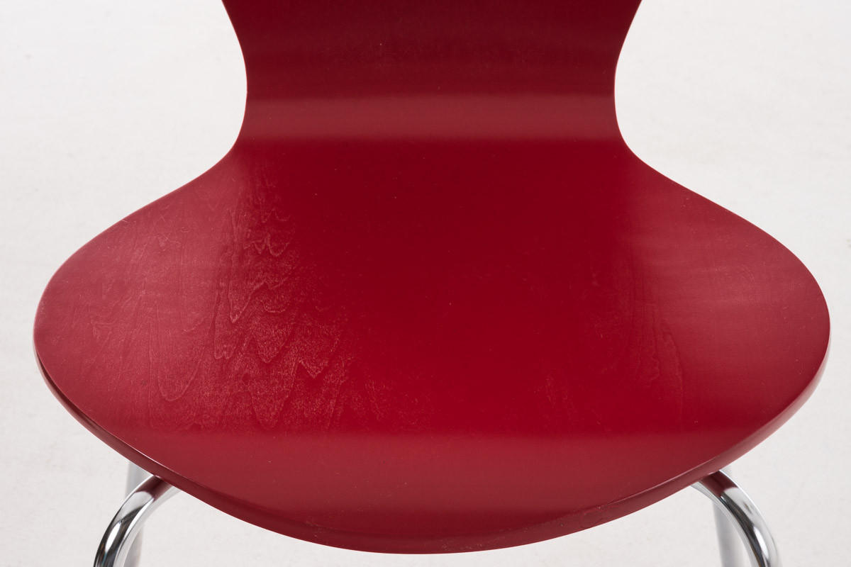 BESUCHERSTUHL Calisso mit Holzsitz und Metallgestell, Farbe: Rot - Chromfarben/Rot, Holz/Metall (42/85/47cm) - TPFLiving