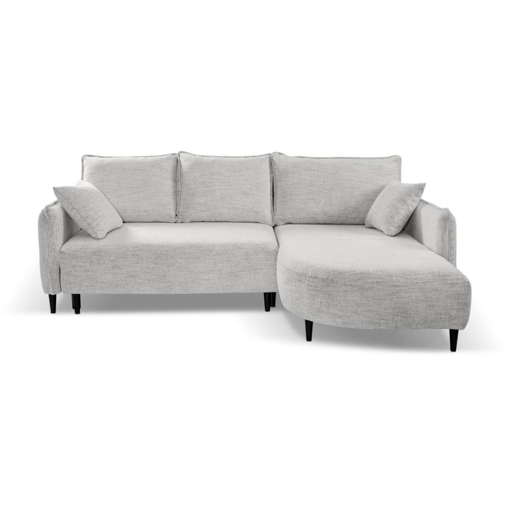 ECKSCHLAFSOFA Sycylia rechts hellgrau - Hellgrau/Schwarz, Textil (244/165cm) - Beautysofa