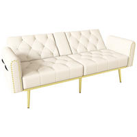 SCHLAFSOFA mit Liegefunktion 175 x 80 x 73,5 cm Samt Beige - Beige, Kunststoff (175/73.5/80cm) - Meubliv