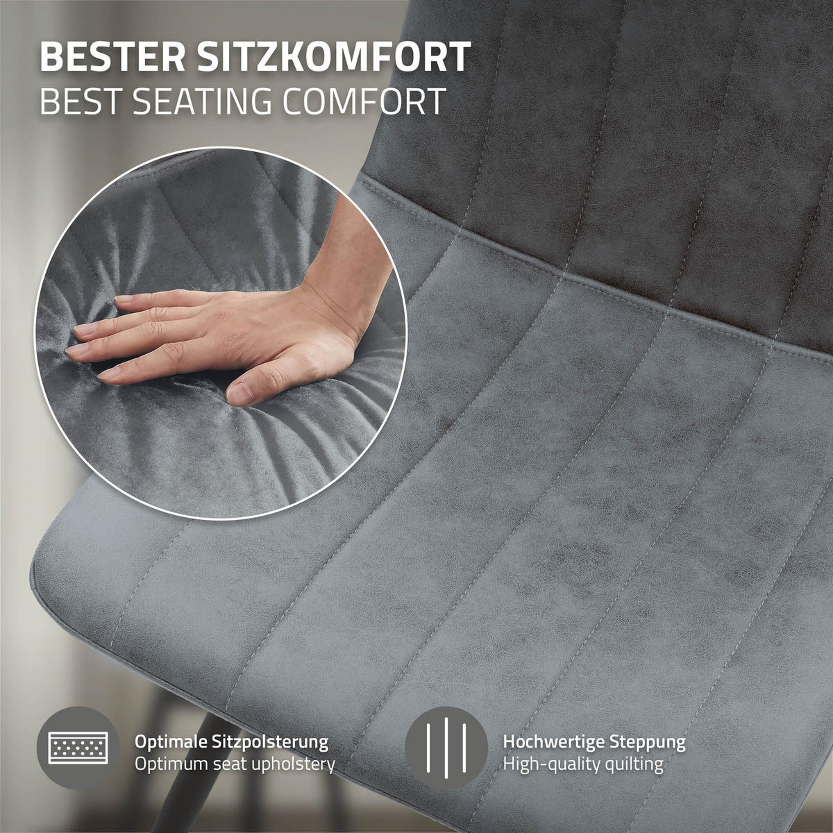 ESSZIMMERSTÜHLE 2er Set drehbar Küchenstühle gepolstert aus Kunstleder Anthrazit - Anthrazit/Schwarz, Textil/Metall (43/81/52cm) - ML-DESIGN
