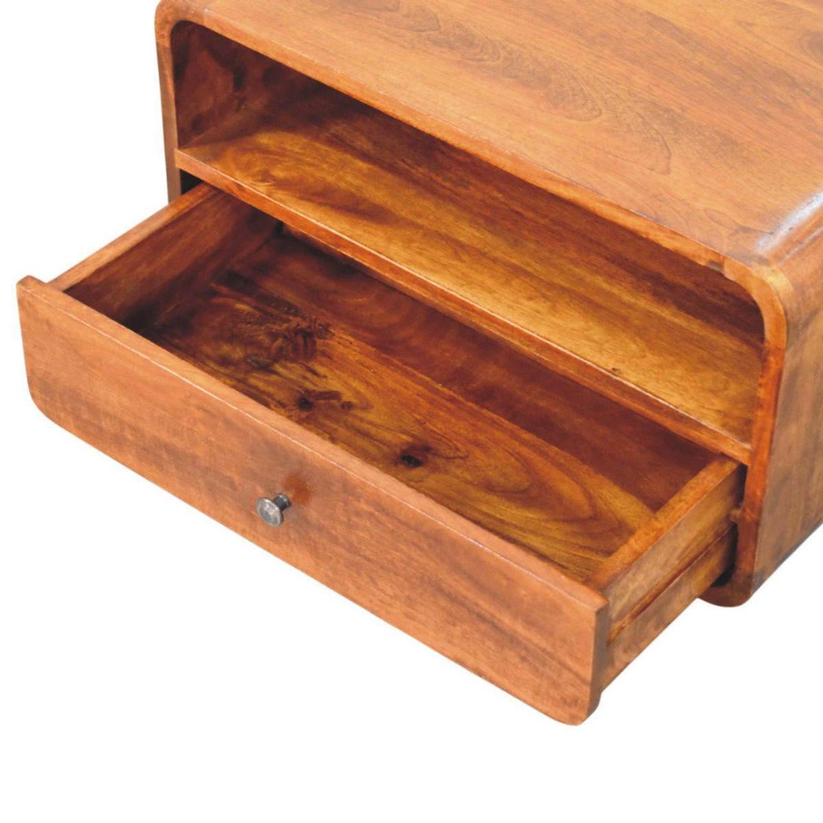 NACHTTISCH mit edlem Kastanien-Finish, 1 Schublade, 1 offene Ablage, braun. - Braun, Holz (55/30/35cm) - Artisan Furniture