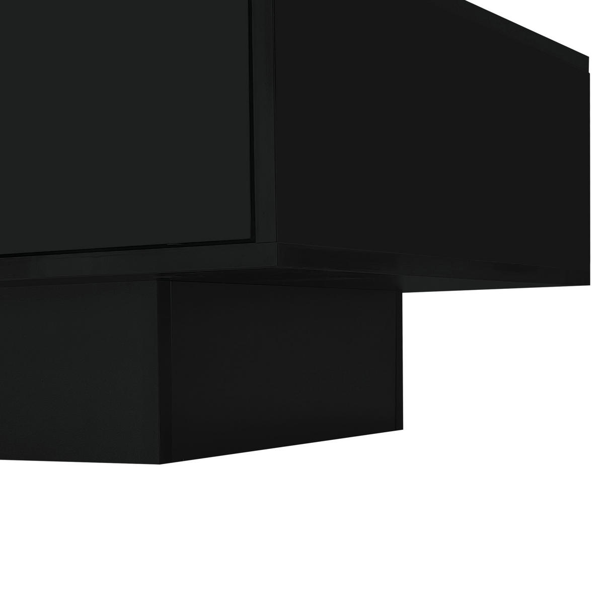 COUCHTISCH 115/55/34 cm in Schwarz Hochglanz mit 2 Schubladen und LED-Beleuchtung - Schwarz, Holzwerkstoff (115/55/34cm) - Flora Grace