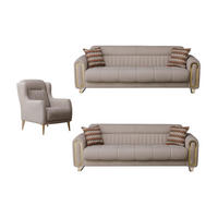 SITZGARNITUR Lima, Beige Stellvariante 3+3+1 - Beige, Holzwerkstoff/Metall (243/85/95cm)