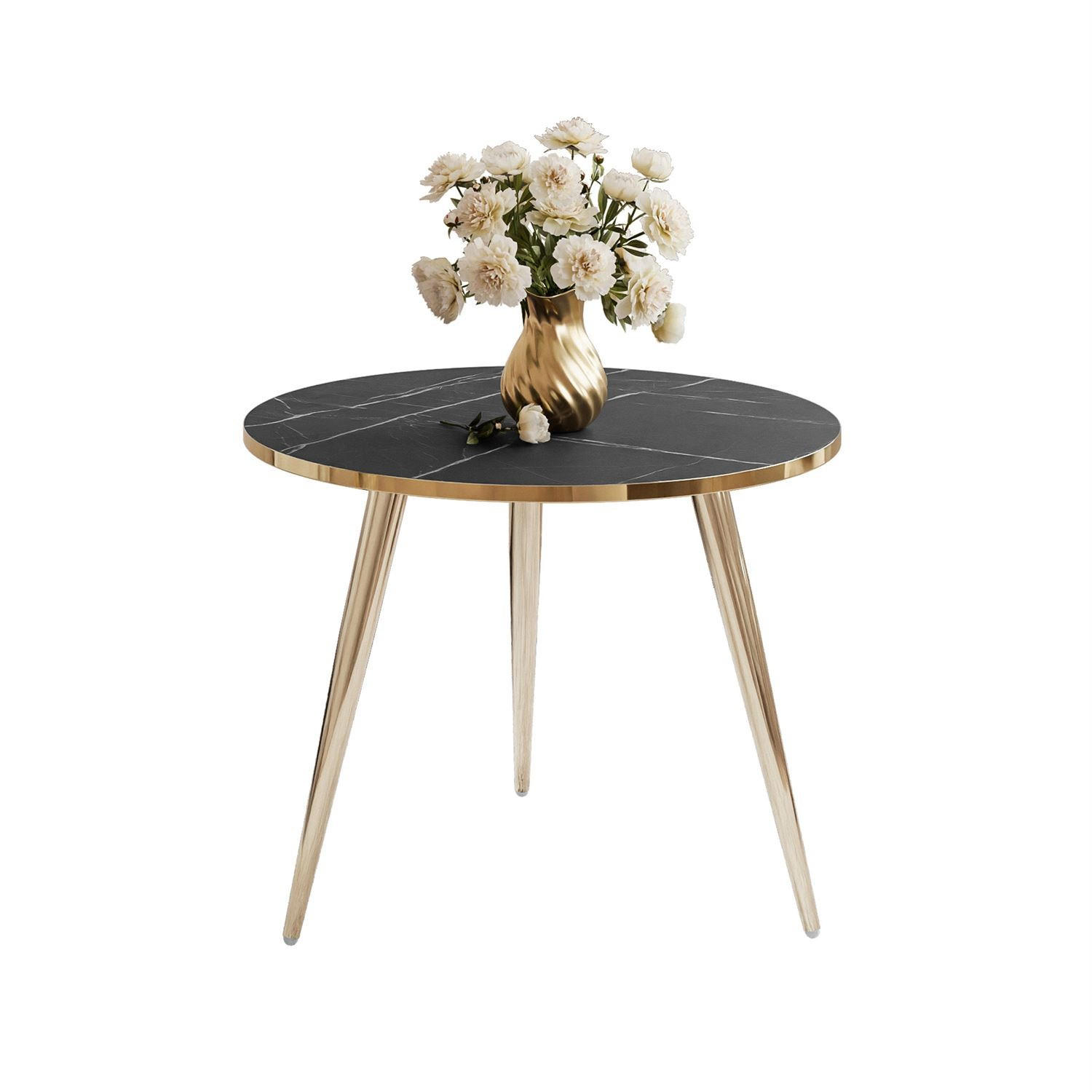 COUCHTISCH SOLEIL GOLD Schwarz Marmor, 50cm - Schwarz, Holzwerkstoff (50/50/47cm) - Lookway